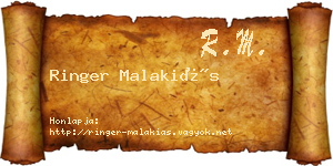 Ringer Malakiás névjegykártya